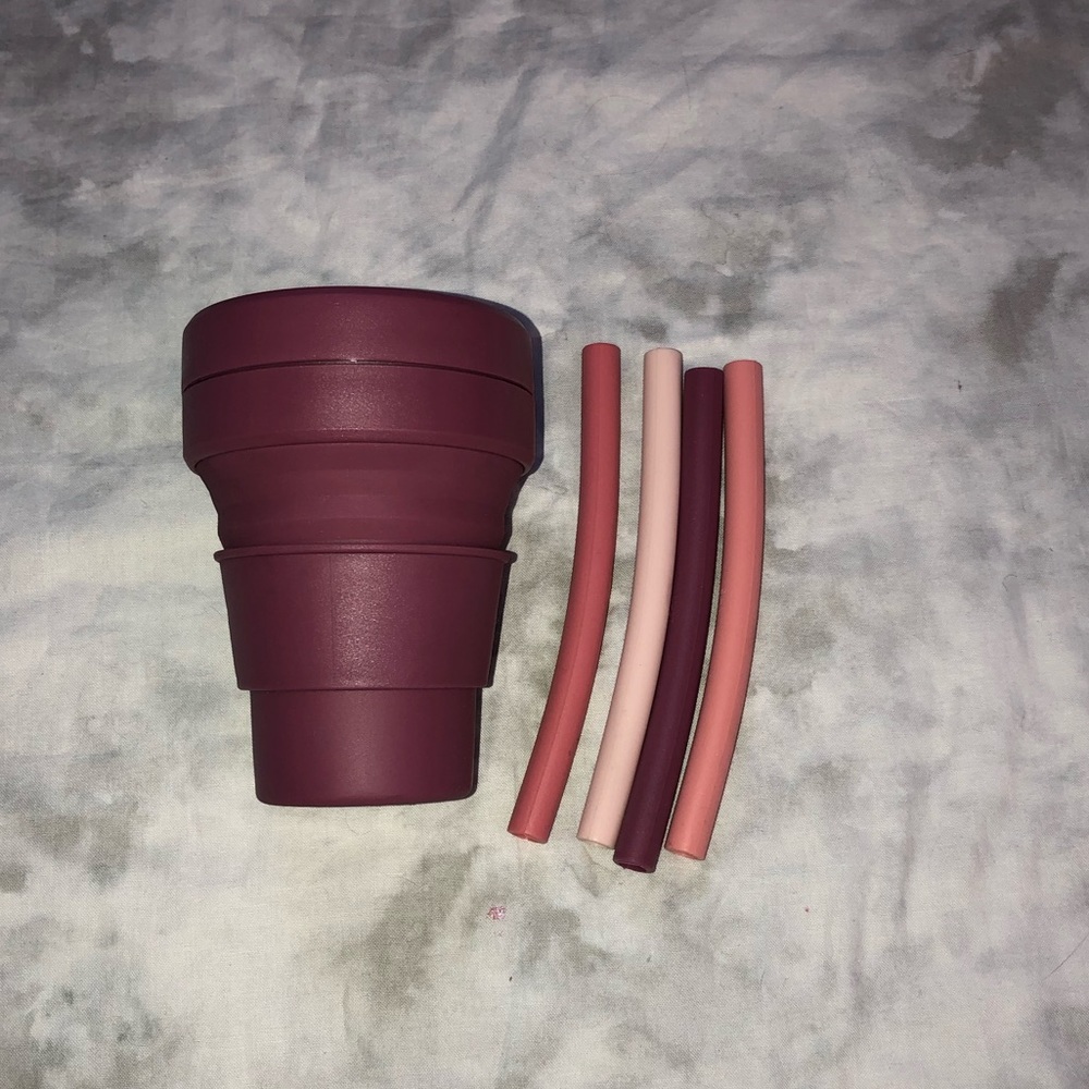 Stojo Collapsable Cup with Reusable Straws